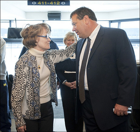Mary Sue Coleman and Brady Hoke