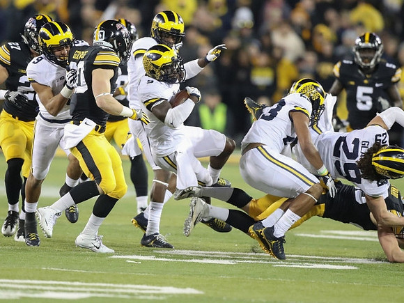 Grant Perry (9), Jabrill Peppers (5), Tyree Kinnel (23), and Jordan Glasgow (29)