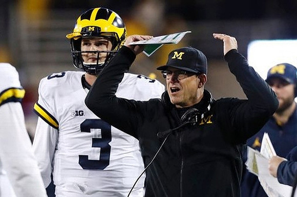 Wilton Speight (3) and Jim Harbaugh