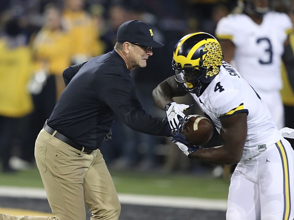 Jim Harbaugh and De'Veon Smith (4)