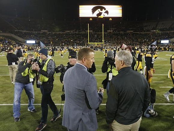 Kirk Herbstreit and Iowa Head Coach Kirk Ferentz