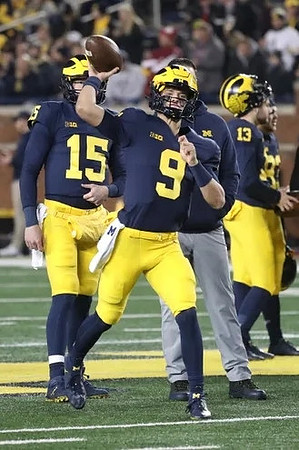 Alan Bowman (15), J.J. McCarthy (9), and Jake Moody (13)