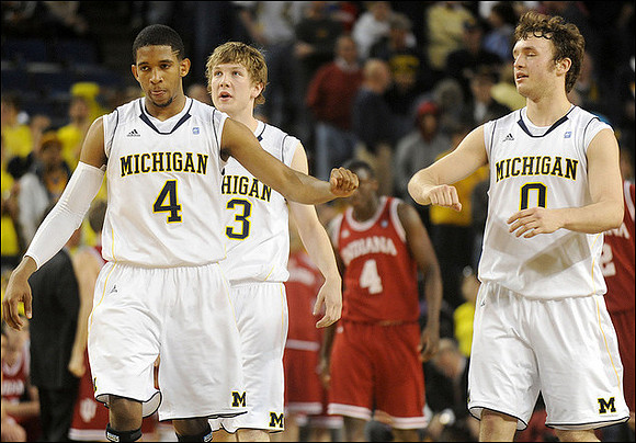 Darius Morris (4), Matt Vogrich (13), and Zack Novak (0)