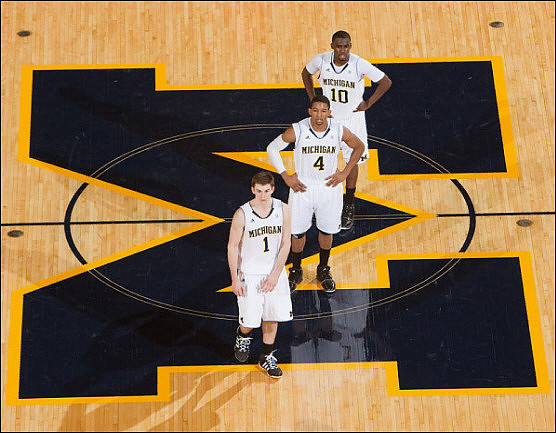 Stu Douglass (1), Darius Morris (4), and Tim Hardaway Jr. (10)