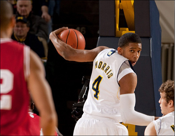 Darius Morris (4) and Zack Novak (0)