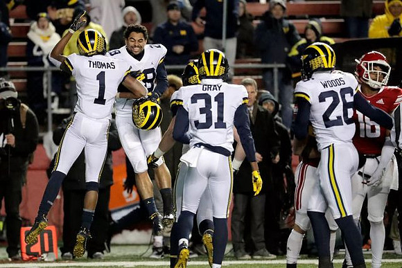 Ambry Thomas (1), Brandon Watson (28), Vincent Gray (31), and J'Marick Woods (26)