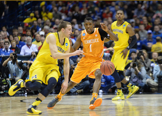Nik Stauskas (11) and Glenn Robinson III (1)