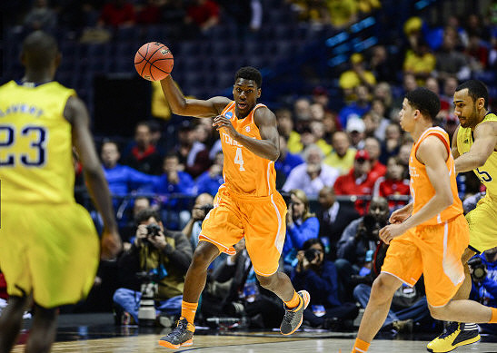 Caris LeVert (23) and Jon Horford (15)