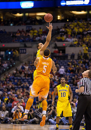 Jordan Morgan (52) and Derrick Walton Jr. (10)