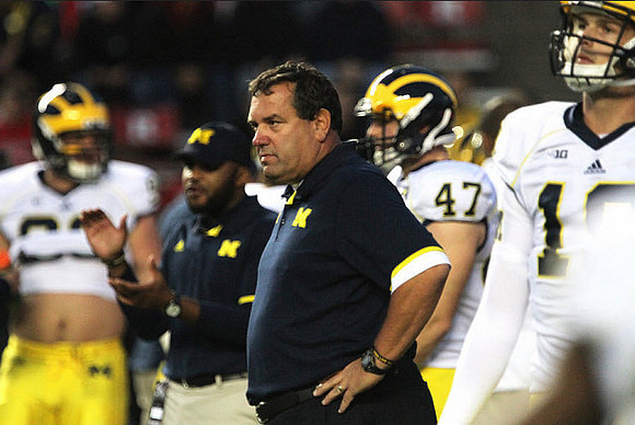 Brady Hoke and Jake Ryan (47)