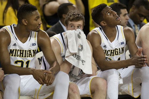 Zak Irvin (21), Spike Albrecht (2), and Aubrey Dawkins (24)