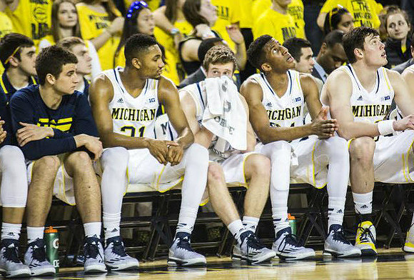 Austin Hatch (30), Zak Irvin (21), Spike Albrecht (2), Aubrey Dawkins (24), and Ricky Doyle (32)