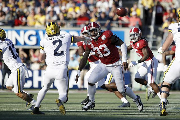 Shea Patterson (2) and Tru Wilson (13)
