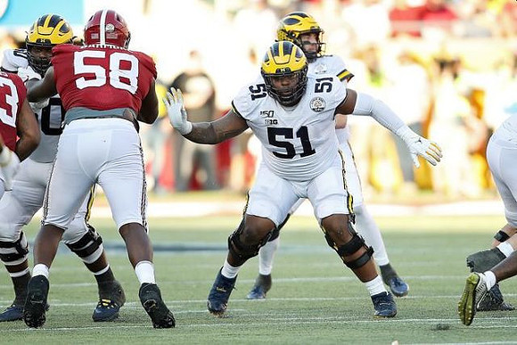 Michael Dwumfour (50), Shea Patterson (2), and Cesar Ruiz (51)