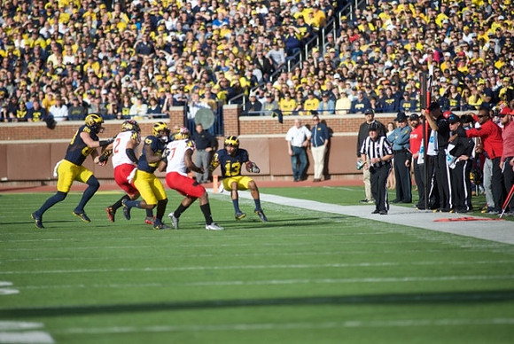 Jake Butt (88), Amara Darboh (82), and Eddie McDoom (13)