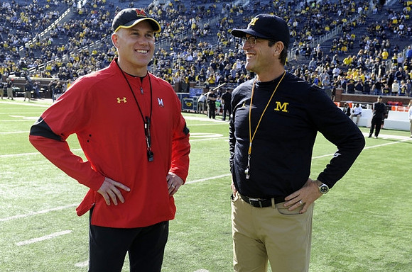 Maryland Head Coach D.J. Durkin and Jim Harbaugh