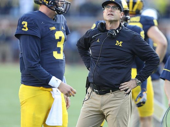 Wilton Speight (3) and Jim Harbaugh