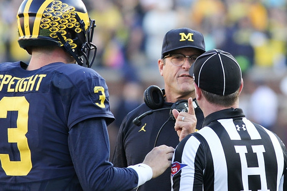 Wilton Speight (3) and Jim Harbaugh