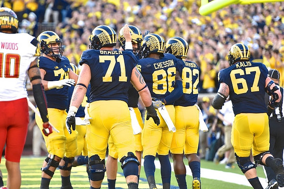 Ben Bredeson (74), Ben Braden (71), Jehu Chesson (86), Amara Darboh (82), and Kyle Kalis (67)