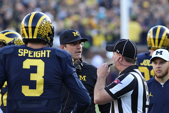 Wilton Speight (3) and Jim Harbaugh