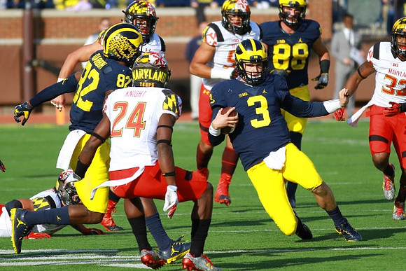 Amara Darboh (82), Wilton Speight (3), and Jake Butt (88)