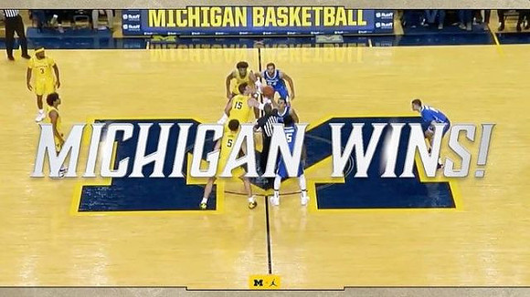 Zavier Simpson (3), Eli Brooks (55), Isaiah Livers (2), Jon Teske (15), and Adrien Nunez (5)