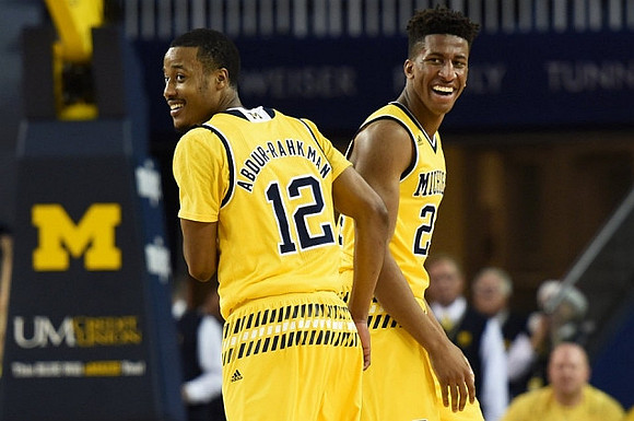 Muhammad-Ali Abdur-Rahkman (12) and Aubrey Dawkins (24)