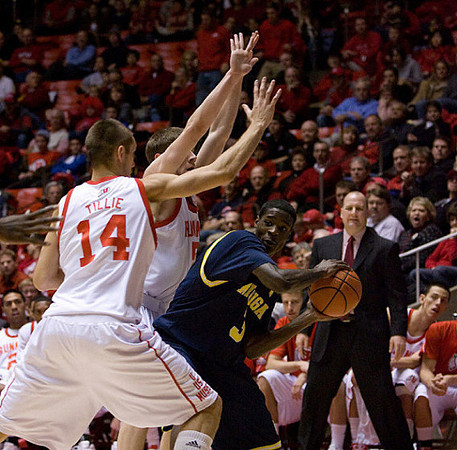 Manny Harris (3) and Jim Boylen (Utah Head Coach)