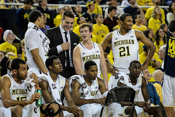 Jon Horford (15), Jordan Morgan (52), Derrick Walton Jr. (10), Mitch McGary (4), Glenn Robinson III (1), Spike Albrecht (2), Zak Irvin (21), and Caris LeVert (23)