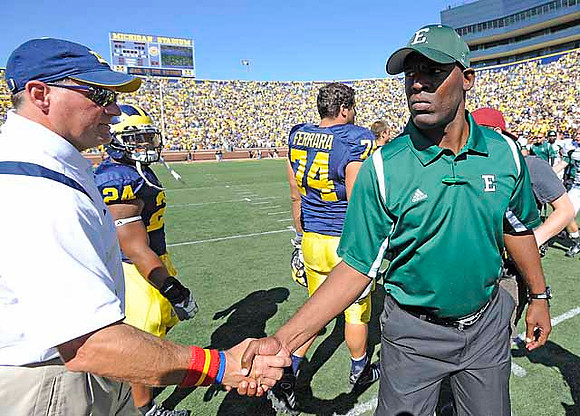 Rich Rodriguez, Ron English, Kevin Grady (24), and John Ferrara (74)