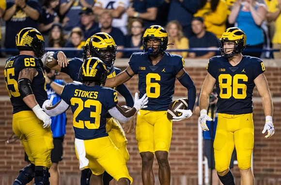Zak Zinter (65), CJ Stokes (23), Cornelius Johnson (6), and Luke Schoonmaker (86)