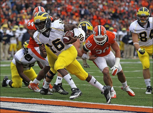 Denard Robinson (16), Patrick Omameh (65), David Molk (50), and Steve Watson (84)