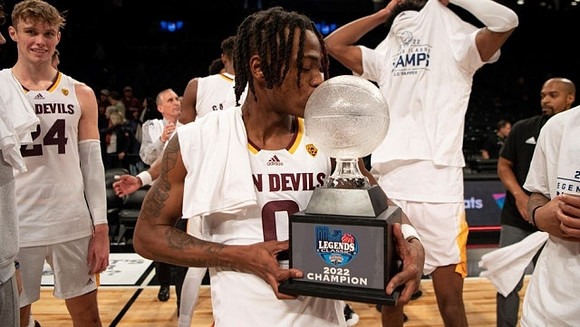 Bobby Hurley Arizona State Head Coach and Legends Classic Trophy