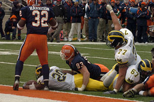 Michael Hart (20), Jake Long (77), and Matt Lentz (67)