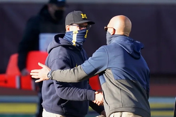 Jim Harbaugh and Penn State Head Coach James Franklin