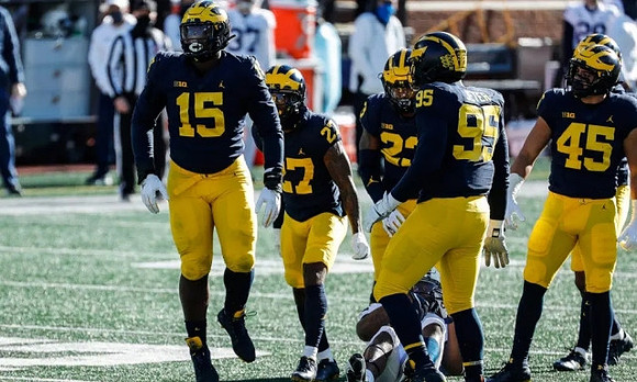 Christopher Hinton (15), Hunter Reynolds (27), Michael Barrett (23), Donovan Jeter (95), and Adam Shibley (45)