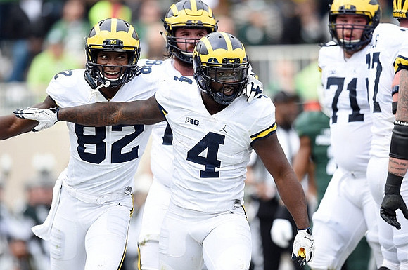 Amara Darboh (82), De'Veon Smith (4), Erik Magnuson (78), Ben Braden (71), and Kyle Kalis (67)