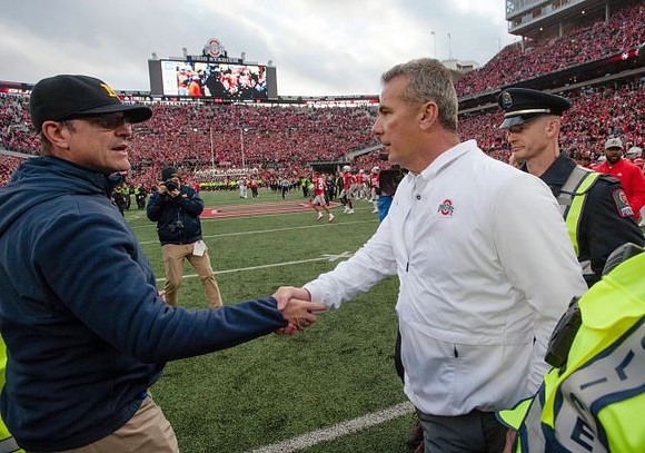 Jim Harbaugh and Ohio State Head Coach Urban Meyer