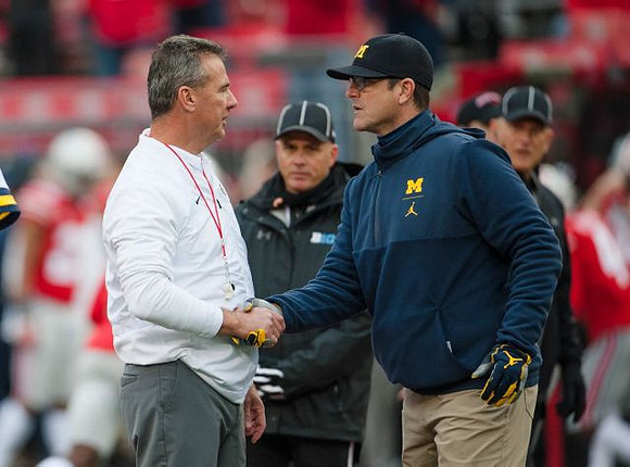 Ohio State Head Coach Urban Meyer and Jim Harbaugh