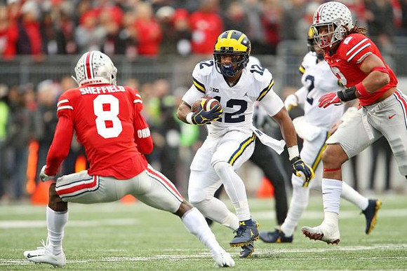 Karan Higdon (22) and Shea Patterson (2)