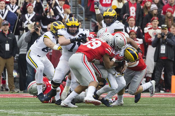 Sean McKeon (84), Andrew Stueber (71), Cesar Ruiz (51), and Shea Patterson (2)