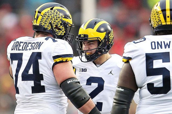 Ben Bredeson (74), Jake Moody (2), and Michael Onwenu (50)