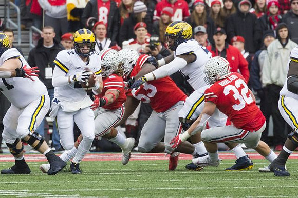 Andrew Stueber (71), Shea Patterson (2), and Cesar Ruiz (51)