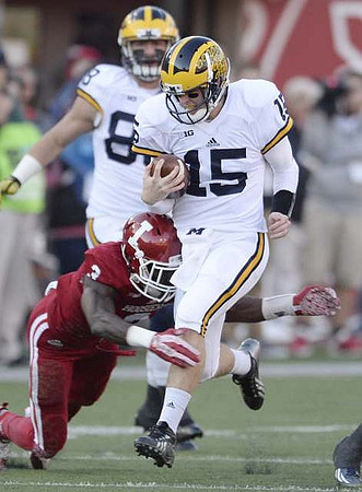 Jake Butt (88) and Jake Rudock (15)