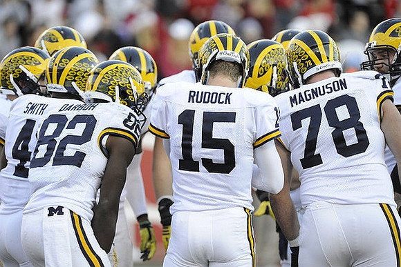 De'Veon Smith (4), Amara Darboh (82), Jake Rudock (15), and Erik Magnuson (78)