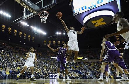 Isaiah Livers (4), Zavier Simpson (3), and Charles Matthews (1)