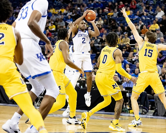 Kobe Bufkin (2), Tarris Reed Jr. (32), Dug McDaniel (0), and Joey Baker (15)