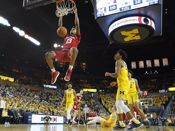 Ibi Watson (23), Eli Brooks (55), Moritz Wagner (13), and Jordan Poole (2)