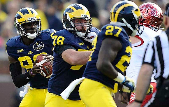 Devin Gardner (98), Erik Magnuson (78), and Derrick Green (27)