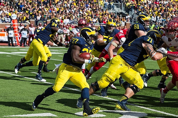 Derrick Green (27), A.J. Williams (84), Mason Cole (52), Graham Glasgow (61), and Ben Braden (71)